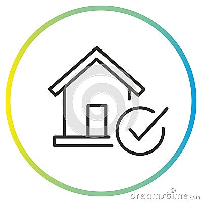 icon of building with check mark, house approved Vector Illustration